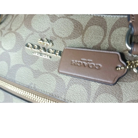 Coach Gallery Tote Signature Canvas  Gold khaki Saddle CarryAll F79609 MSRP $378 - Picture 11 of 15